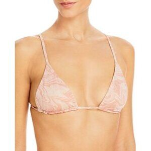 NWT L*Space Shine On Shimmer Brittany Triangle Bikini Top Sz M Beige Swirl Print